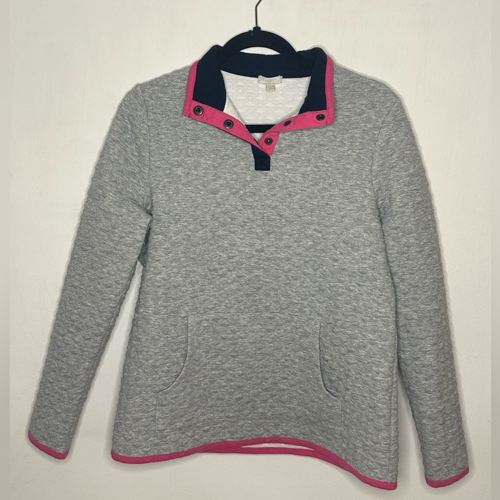 Talbots Quilted Grey Pullover Sweater